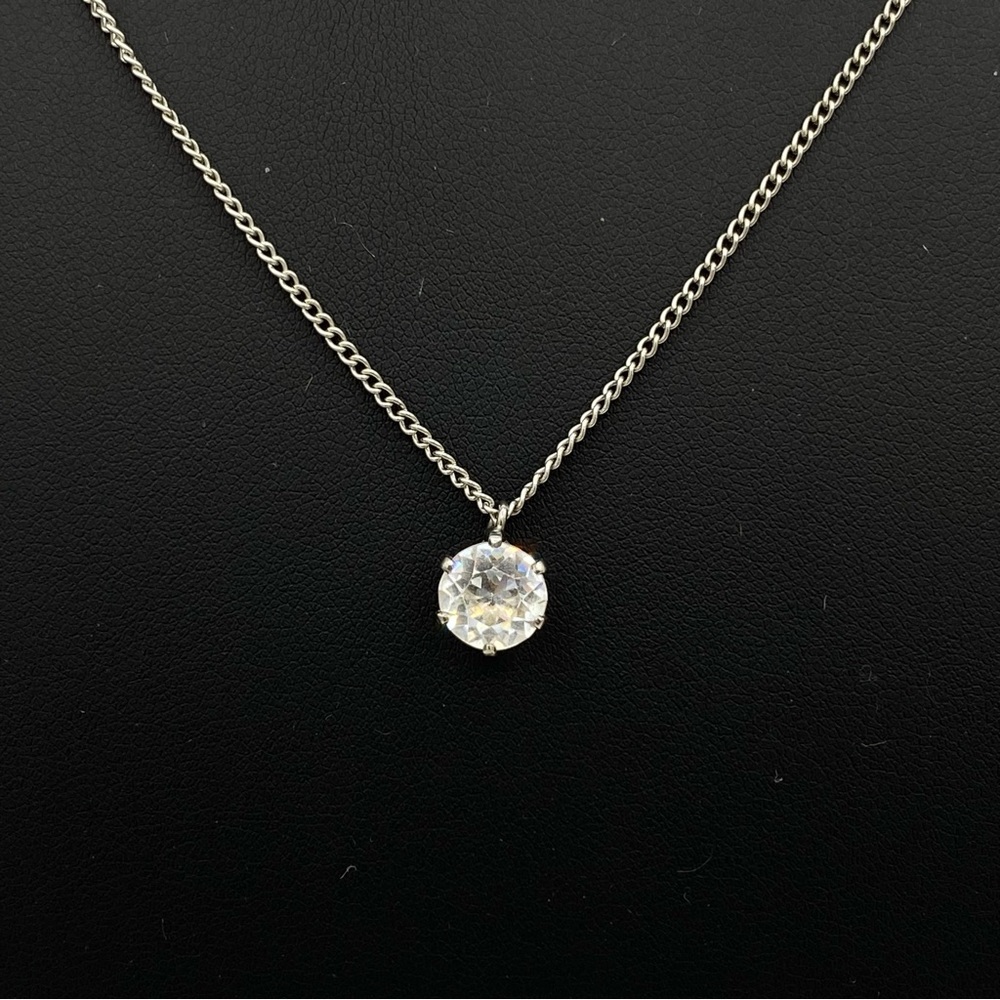 Vintage Large Diamond Silver Necklace - Picture 2 of 6